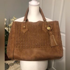 STEVE MADDEN WAFFLE TEXTURED LARGE TOTE PURSE WITH MATCHING REMOVABLE INSERT